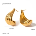 Pendientes de aro de acero inoxidable bañados en oro de 18k con diseño de rayas curvas - Diseño Plegado Aerodinámico (JDE2402009)