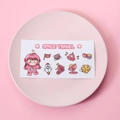 Autocollants PVC mignons thème espace avec fille astronaute et fusée en rose et violet - Série Astronaute