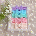 5-piece soft nylon baby headband set with textured bows in pastel purple, blue, and pink - Five-Piece Set / Purple, Blue, Mint Green, Pink, Nude Pink