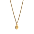 Golden stainless steel oval pendant with engraved letter N on a delicate chain - Necklace + Pendant N