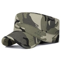 Militär-Flatcap im Camouflage-Design aus Baumwolle mit seitlicher Logo-Stickerei in Grün - Verstellbar / Tarnfarben