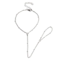 Cavigliera in argento con anello per il dito del piede e dettaglio cuore in zircone - Piccole perle di riso argento