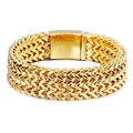 Bracciale da uomo in acciaio inossidabile dorato con maglia a scaglie e chiusura a cassetta - 18mm/19cm(KB56408-D) / Oro