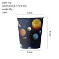 Starry space themed birthday party paper cup with planet patterns and size dimensions - Paper Cups 10PCS-Starry Sky