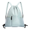 Minimalistischer Oxford Stoff Kordelzug Rucksack in Hellgrün, Variante mit Seitentaschen. - Grün