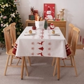 Mantel navideño blanco impermeable con motivos de renos rojos y copos de nieve - 135x100CM / Estampado de Reno Central