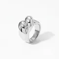Modern knot design stainless steel ring in polished silver finish for women style - US 6 / Silver Thick Streamlined Twisted Style (PBJ503)
