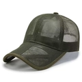 Army green mesh baseball cap featuring a breathable design and adjustable back strap - Adjustable / Army Green