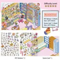 DIY e-sports room isometric PET stickers set with background card for scene building - E-sports Room