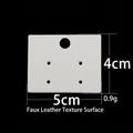 White rectangular earring display card with faux leather texture and 5x4cm dimensions - Blank White Faux Leather Card (Style 05D5K) / Small