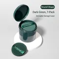Set de 7 borlas redondas de color verde oscuro para maquillaje con caja a juego - Forma Redonda (Juego de 7) / Verde Oscuro Piña