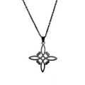 Minimalist black stainless steel necklace featuring a hollow Celtic knot star pendant - Black Witch Knot S-Shape 2