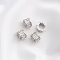 Silver 14K gold plated wheel spacers with cubic zirconia and Roman numerals engraving - Style 15 / 10x6mm / White Gold