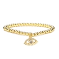 Bracciale moda in perle dorate 4mm con ciondolo malocchio e croce per donna gioiello - Pendente Malocchio in Zirconia