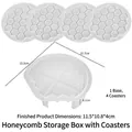 Kit de moules en silicone alvéolée pour dessous de plat et boîte hexagonale en résine - Ensemble de moules pour boîte de rangement et dessous de verre nid d'abeille