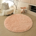 Modern round pink shaggy rug with soft plush texture for living room and bedroom - Light Bean Paste