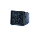 Matte black Saint George Dragon Slayer signet ring made of durable stainless steel - US 7 / Square Style / Black
