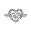 Exquisite S925 sterling silver ring featuring a sparkling heart-shaped zircon in silver finish - Silver White-DY121054
