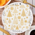 Christmas party napkins with gold foil snowflake and tree patterns on white background - Gold Foil Christmas Tree (JR-15)