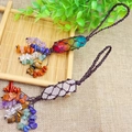 Decorazione da parete con pietre di cristallo dei 7 chakra e corda intrecciata - Ciondolo con Nappa Arcobaleno