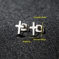 Minimalist silver cross stud earrings with 0.8cm height and 0.5cm width dimensions - Cross / Steel