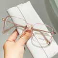 Stylish transparent pink square frame blue light blocking glasses with purple temple tips - Translucent Purple Frame 2055 / Anti-blue Light - 150-degree Myopia Glasses