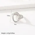 Adjustable hollow silver ring with hammered metal texture and unique oval open design - 58-Hammered Oval / Silver