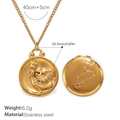 Gold 18K plated stainless steel Leo zodiac necklace with embossed sun and star round pendant - Gold-Virgo