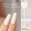 Milano White nail gel polish F093 in matte and glossy finishes on nails - F093 Milan White