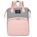 Pink and grey waterproof Oxford cloth mommy backpack with large front pocket - Pink