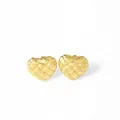 Orecchini a lobo a cuore placcati in oro 18k con elegante trama trapuntata - Stile Cuore Trapuntato