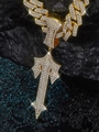 Collana a catena cubana hip hop dorata con ciondolo a croce e spada con strass scintillanti - Ciondolo singolo dorato (senza catena)