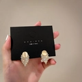 Silver needle cat eye stone stud earrings with pavé crystals in a geometric design - 20# Silver Pin-Beige Opalite Inverted Triangle