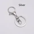 DIY silver lobster clasp keychain set with flat key ring and swivel connector - White K/Silver
