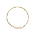 Luxurious gold wrap-around choker necklace with marquise-cut white zircons - Gold Choker / White/Gold