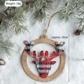 Decorazione natalizia renna con tessuto scozzese rosso e cornice in legno 15cm - Ornamento in legno-Testa di renna di Natale