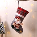 Grande calza di Natale grigia con babbo natale e risvolto a quadretti rossi - Babbo Natale a Quadri Grigio
