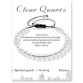 Handmade clear quartz bead bracelet with adjustable black rope on white display card - White Crystal