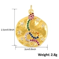 14K gold plated snake and star round pendant necklace with colorful zircons - A0190