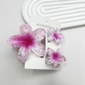 Sparkly purple gradient frangipani flower hair claw set with glitter finish for women - White Foundation Refill Kit (including Card)