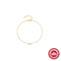 S925 Sterling Silber Goldarmband mit diamantbesetzten vierblättrigen Blumenanhängern - 925er Silber / Gold - Armband