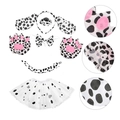 Dalmatian costume set with spotted headband, bowtie, tail, paw gloves and mesh tutu skirt - Dalmatian 6-Piece Skirt Set (With Gloves)