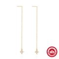 Elegante S925 sterling zilveren gouden doortrekoorbellen met zirkoon klaver hanger - Klaver Stijl-Goud