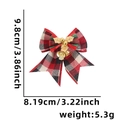 Mini red and black plaid Christmas bow with golden bell and holly leaf detail ornament - Style K