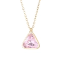 Pink triangular crystal pendant necklace with elegant gold plated finish jewelry chain - Gold Pink Triangle Necklace (KN231976-K)