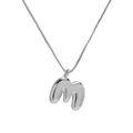 Polished silver brass puffed 3D balloon initial M pendant necklace for women - Necklace M