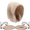 Winter knitted hood scarf for women in camel color with soft cashmere-like texture - Camel