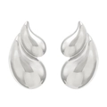 Minimalist silver teardrop earrings in polished stainless steel for a modern look - Steel Color Double Drop (N-981)