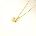 Polished gold-plated necklace with a 3D balloon-style letter J pendant on a bead chain - Letter J(S-P062-J)