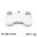 Colgante de hueso plateado con huellas caladas, metal para mascotas 18x11mm - Color Acero (KLJ7970-Z)